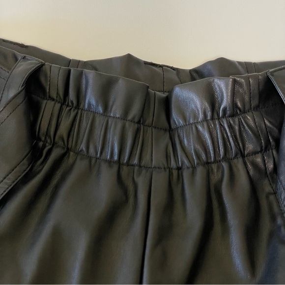 Current Air Faux Leather High Rise Tie Waist Cropped Trouser Pant Black Medium - Picture 13 of 16